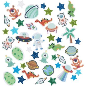 Dino‑Sticker Blokje – Zelfklevend, 13-40 mm, Blauwe Harmonie