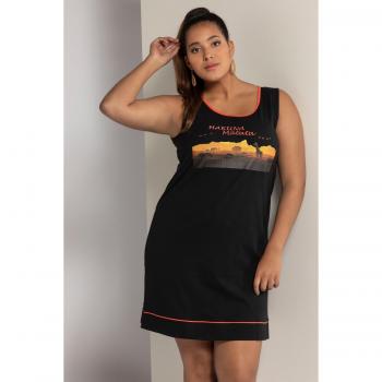 Top da donna a maniche corte stile safari nero cotone organico taglia 52/54