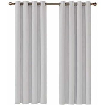 Deconovo Ösen-Vorhang Verdunkelung 214x132 cm Grau Weiß 2er Set