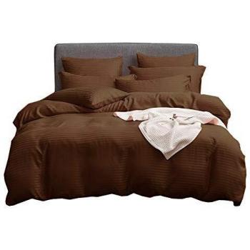 UMI Essentials Classic Satin Striped Duvet Cover Set in Grey