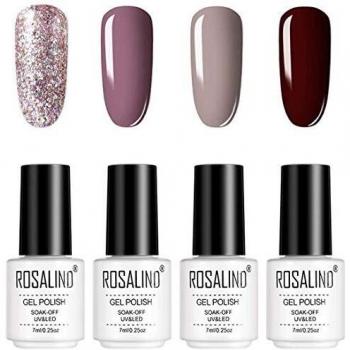 Esmaltes de Uñas Semipermanentes ROSALIND 4pcs Gel UV LED 7ml