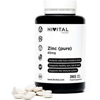 Zinc puro 40 mg | 365 tabletas para cabello y uñas