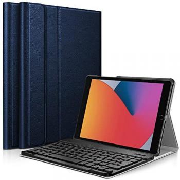 Karylax Casque Protecteur Slim bleu + Accessoire clavier sans fil iPad 8 10,2