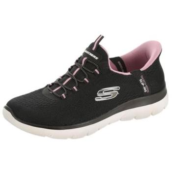 Summits Dream Chaser Machine‑Washable Slip‑Ins – Black/Mauve, Size 5.5