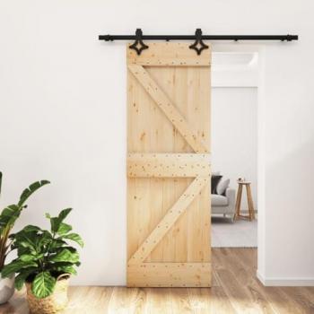 70x210 cm Solid Pine Sliding Door with Hardware