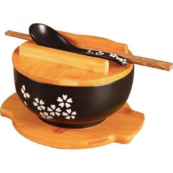 Contenedor de Sopa y Ensalada de Cerámica Estilo Japonés