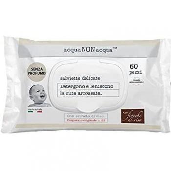 Fiocchi di Riso Acqua Non Acqua Salviette Delicate Senza Profumo per Bambini 60 Pezzi