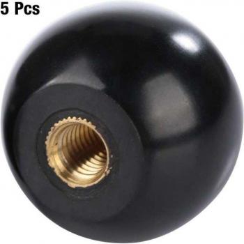 5Pcs Black Bakelite Round Handle Knob Copper Insert M12x40