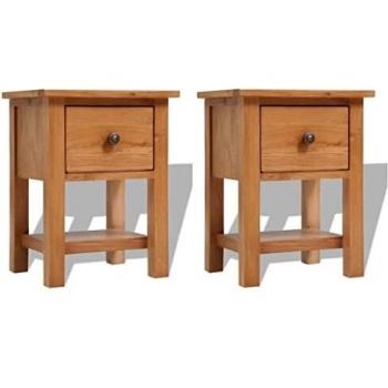 VidaXL 2 Piece Nightstands 36x30x47 cm Solid Oak Wood