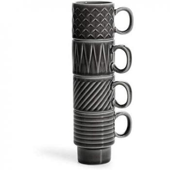 Groovy 4er Espressotassen Set in Grau