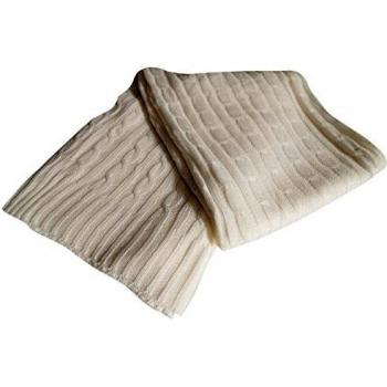 Plaid Acrylique Tricot Blanc 120x150 cm