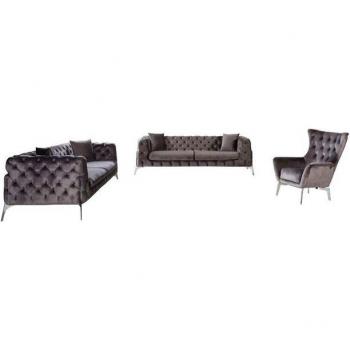 Taupe‑Chesterfield‑Suite 331 – Dreisitzer Sofagarnitur aus Europa