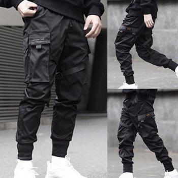Pantalones Cargo Harem para Hombre con Bolsillo Negro