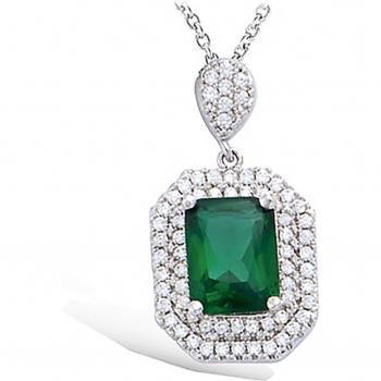Pendentif Argent Sissi – couleur vert émeraude, finition blanche (Rhodium)