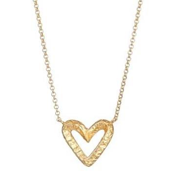 Collana in Argento Sterling 925 con Ciondolo Cuore Martellato Placcato Oro