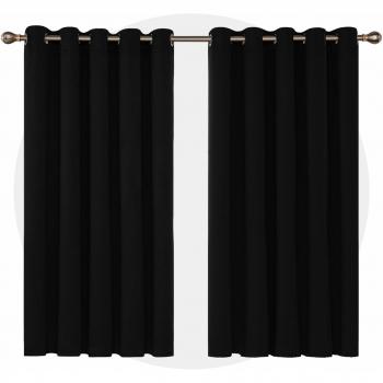 Deconovo Blickdichter Vorhang 138x168 cm Schwarz 2er Set