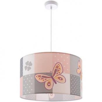 Lampada plafone sospesa per cameretta bambini, paralume rotondo in tessuto color crema, diametro 455 mm – E27 – Paco Home