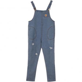Pantalón de Cintura Alta Azul con Tirantes