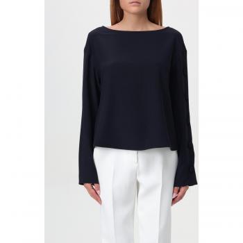 Blusa Emporio Armani Blu Scollo a Barca Taglia 46