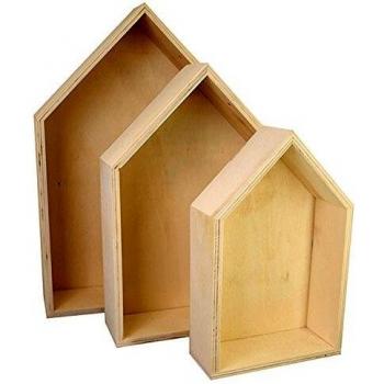 Kreul 45155 – Handgefertigte Holzhaus-Boxen (3 Stück)