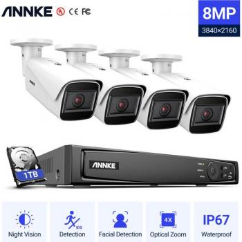 SANNCE Annke 8C 8MP NVR con Cámaras IP 4K PoE para Seguridad Filaire