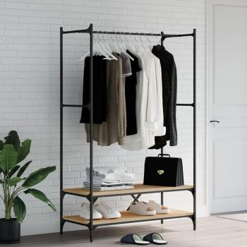 VidaXL Perchero con Estantes Soporte para Ropa Madera de Ingeniería Color Roble Sonoma