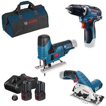 Bosch Professional Kit Trapano Avvitatore 35 + Sega Circolare GKS 26 + Seghetto Alternativo GST 70