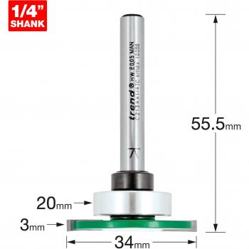 Trend CRAFTPRO Weatherseal Groover Router Cutter 34mm 3mm 1/4