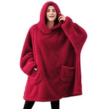 Bedsure Huggly Hoodie Blanket for Men & Women, Salsa