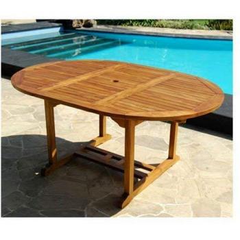 Table de Jardin Ovale Extensible en Teck 6-8 Pers