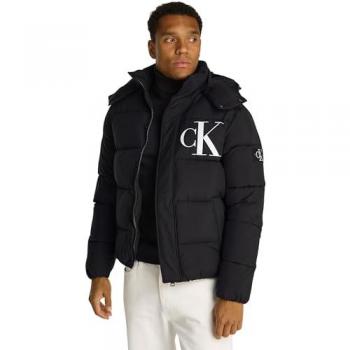 Calvin Klein Piumino Essentials con Cappuccio, Nero, Taglia L