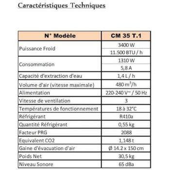 Climatiseur mobile S Plus 3400W Blanc