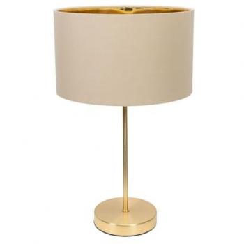Natural Glow: Charlie Gold Stem Lamp with Fabric Drum and Inner Shade