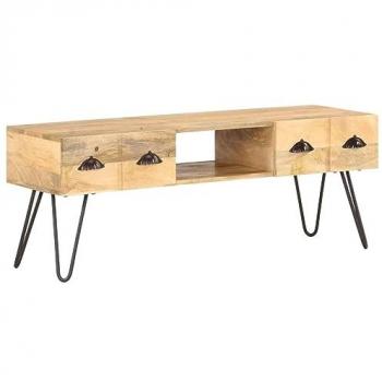 Scaffale per Televisione Multifunzionale, Legno Massello Mango – 120×35×45 cm