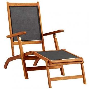 Outdoor Deck Chair Acacia Wood and Textilene