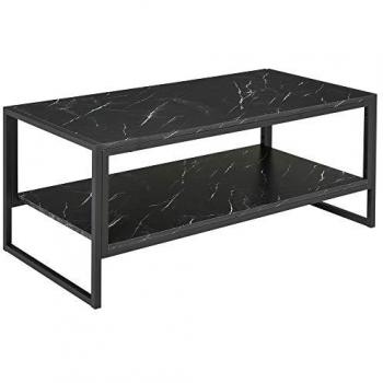 Homcom Table basse moderne avec plateau en marbre et base en métal Noir 106x45x50cm