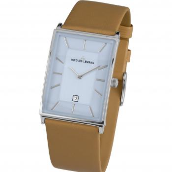 Herren‑Armbanduhr York von Jacques Lemans – Analog Quarz, Leder 1‑1603E