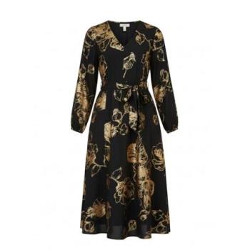 MIDI NOIR YUMI YUMI – Rose Foil Print, EU 40/UK 12