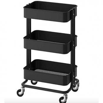 Versatile Bathroom & Kitchen Cart – 35×45×78 cm, Black