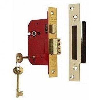LOCK Door Lock 3 Lever Mortice Sashlock 63mm Finish: Brass Effect