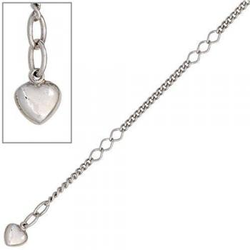 Joyo Damen Fußkettchen Herz 925 Sterling Silber Rhodiniert 27 cm mit Karabiner