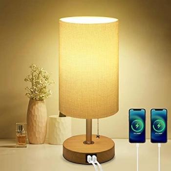 USB Dimmable Bedside Light KWODE – Linen Fabric Design