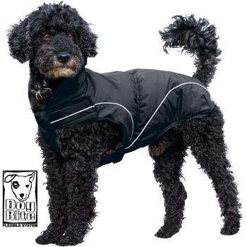 DogBite Hundefutter-Regenjacke – 30 cm, schwarze Variante, atmungsaktiv