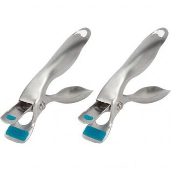 Pinces à vaisselle anti‑chauffage inox 2 pcs – Bol, Plaque