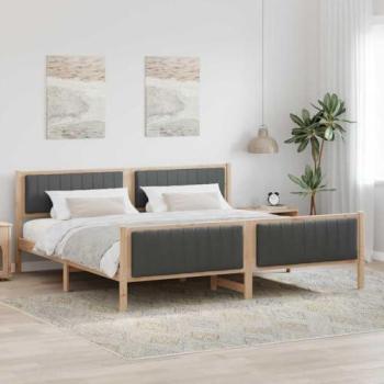 200x200cm Pine Bed Frame in Brown & Dark Grey (vidaXL)