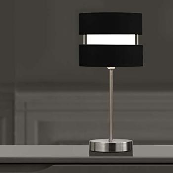 Black Fabric Layered Chrome Lamp