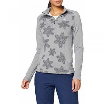 Pull Femme Odlo Midlayer 1/2 Zip SNOWCROSS, Gris Mélangé-AOP FW19, FR : S
