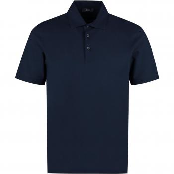 Herno Cotton Jersey Polo in Dark Blue Size 2XL