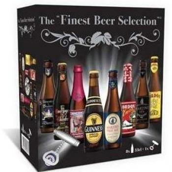 Selección de 8 cervezas The Finest Beer Selection con abridor de botellas