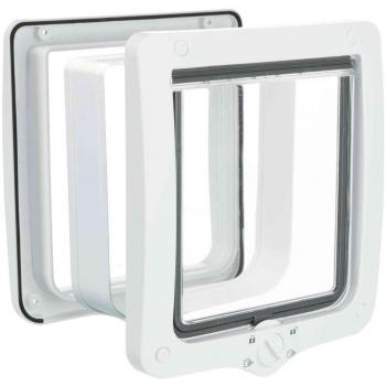 Chatière extérieure blanche 4 positions XL avec tunnel 24 × 28 cm pour chat